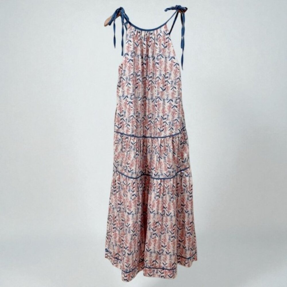 NWT Greylin Alix Halter Tiered Midi Dress Ivory Clay Bump Friendly One Size - Picture 6 of 6